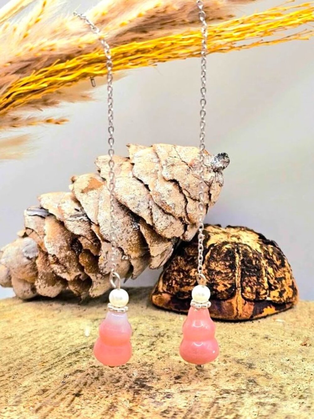 Nature Agate Carved Blessing Gourd Dangle Earring